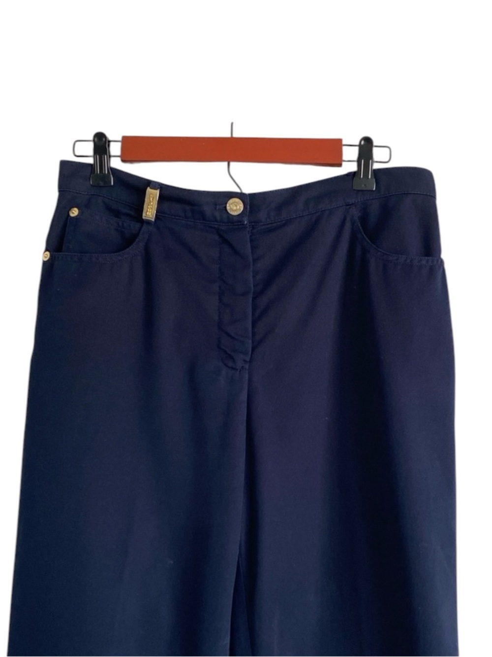 Vintage ST.JOHN Sport Pants 8 Marie Gray Navy Blue Stretch Old Money Office